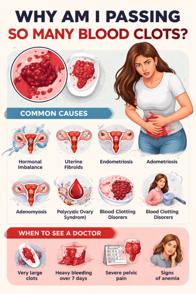 heavy menstrual bleeding, blood clots during period, large clots period causes, menorrhagia symptoms, why am I passing blood clots, period clots meaning, heavy period treatment, fibroids symptoms, endometriosis bleeding, PCOS heavy periods