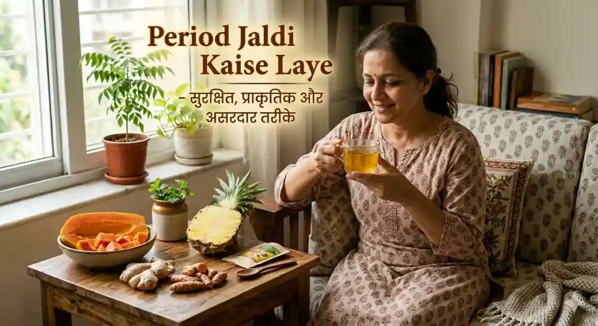 period jaldi kaise laye, periods kaise jaldi aaye, how to get periods early fast, natural remedies for periods, late period solution 2026, ghar ke nuskhe periods ke liye, hormonal balance tips, ajwain for periods, papaya for periods