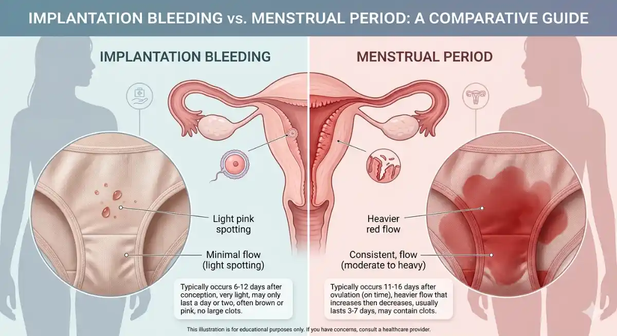 implantation bleeding vs period, difference between implantation bleeding and period, implantation bleeding symptoms, early pregnancy signs spotting, light bleeding before period pregnancy, how to identify implantation bleeding, period vs implantation spotting, pregnancy spotting vs period, implantation bleeding color and flow, signs of implantation bleeding, implantation cramps vs period cramps, early pregnancy bleeding symptoms, spotting before period meaning, menstrual cycle vs implantation, pregnancy symptoms before missed period